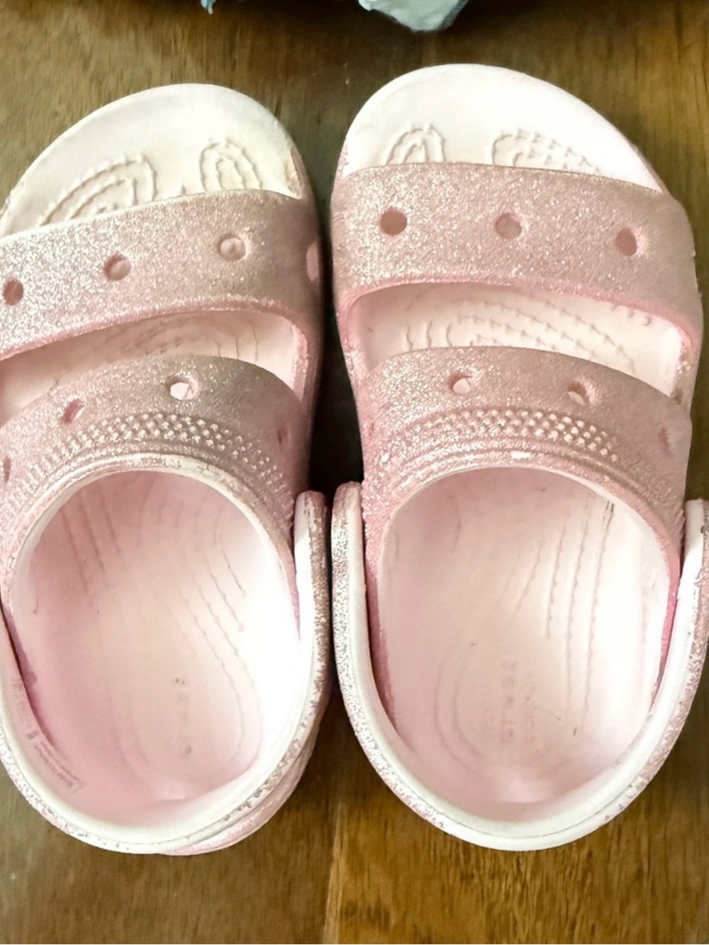 CROCS Kids' Pink Glitter Slip-On Sandals
